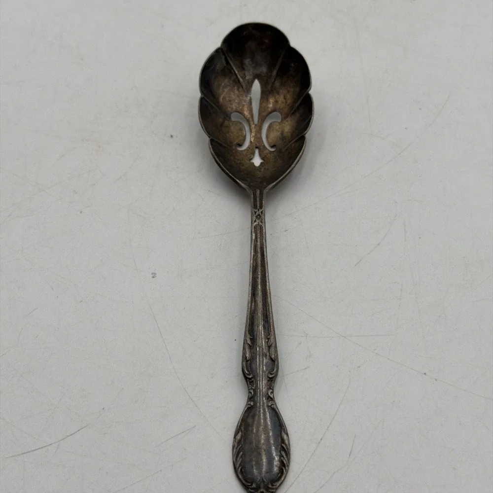 Rogers Bros Extra Plate Pierced Serving Spoon Silverplate Tomato Berry Spoon...